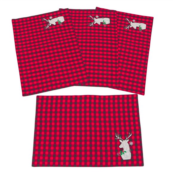 NWT Kay Dee Designs Christmas Deer Place Mats placemats Set of 4 13x19 in - Picture 1 of 2